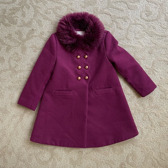 Janie and Jack Other - Janie and Jack fur collar dress coat with rose gold buttons